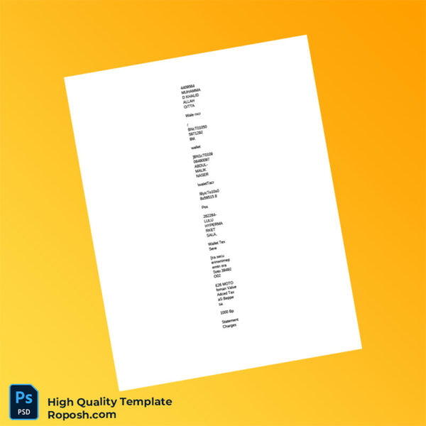 Oman Bank Muscat Account Statement Template in Word and PDF formats 3 page