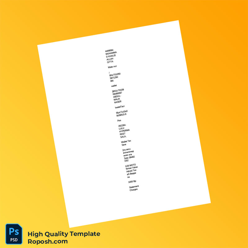 Oman Bank Muscat Account Statement Template in Word and PDF formats 3 page Oman Bank Muscat Account Statement Template in Word and PDF formats 3 page