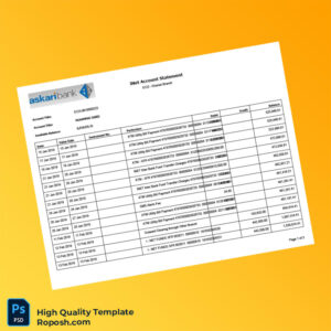 Pakistan Askari Bank Editable Account Statement Template in Word and PDF formats 3 page