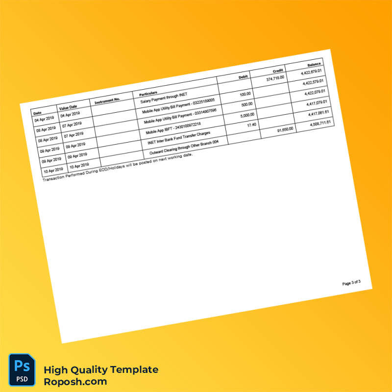 Pakistan Askari Bank Editable Account Statement Template in Word and PDF formats 3 page Pakistan Askari Bank Editable Account Statement Template in Word and PDF formats 3 page