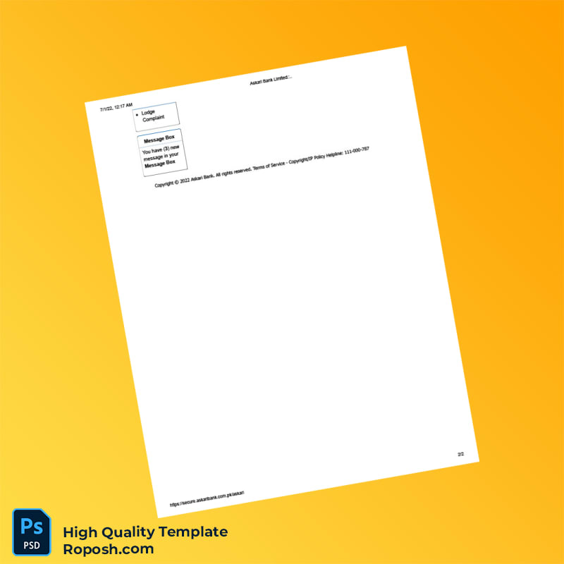 Pakistan Askari Bank Editable Internet Banking Template in Word and PDF formats 2 page Pakistan Askari Bank Editable Internet Banking Template in Word and PDF formats 2 page