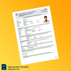 Pakistan College of Physicians and Surgeons Pakistan Editable Online Application Form Template in Word and PDF formats 3 page