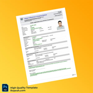 Pakistan College of Physicians and Surgeons Pakistan Editable Online Application Template in Word and PDF formats 3 page