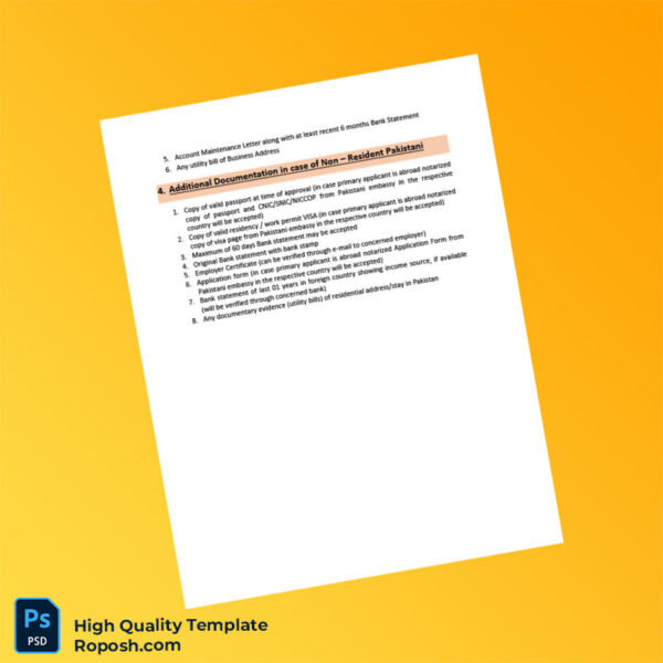 Pakistan Editable Documentation Requirements Template in Word and PDF formats 2 page