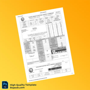 Pakistan Faisalabad Electric Supply Company Editable Electricity Bill Template in Word and PDF formats