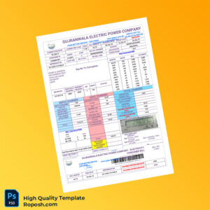 Pakistan Gujranwala Electric Power Company Editable Electricity Bill Template in Word and PDF formats