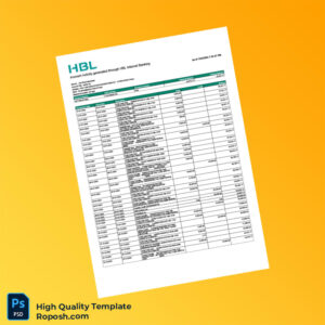 Pakistan HBL Bank Editable Account Statement Template in Word and PDF formats