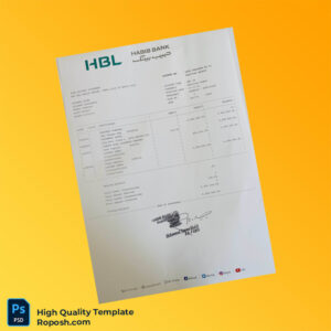 Pakistan HBL Bank Statement Template in Word and PDF formats 2 page