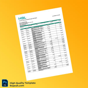 Pakistan HBL Editable Account Statement Template in Word and PDF formats