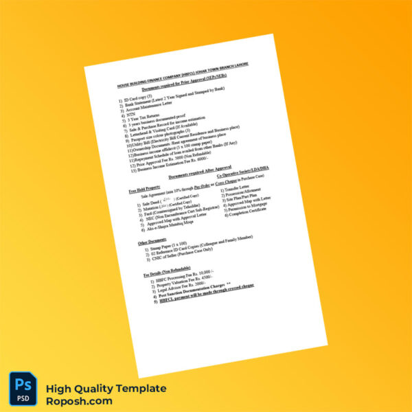 Pakistan House Building Finance Company Editable Document Template in Word and PDF formats 3 page