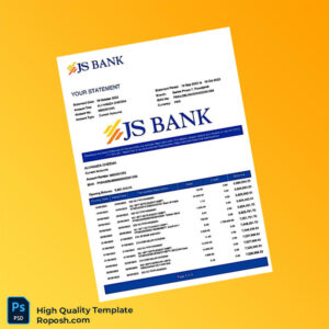 Pakistan JS Bank Bank Statement Template in Word and PDF formats 3 page