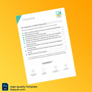 Pakistan KLA Pakistan Editable Checklist of KPRA Registration Template in Word and PDF formats