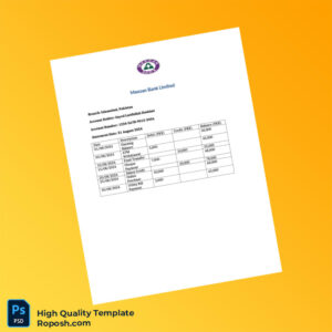 Pakistan Meezan Bank Limited Editable Bank Statement Template in Word and PDF formats