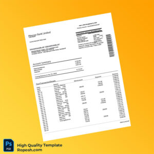 Pakistan Meezan Bank Statement Template in Word and PDF formats
