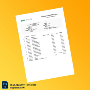 Pakistan National Bank Editable Statement Template in Word and PDF formats