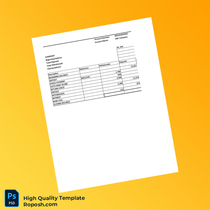 Philippines ABM Bank Statement Template in Word and PDF formats 3 page Philippines ABM Bank Statement Template in Word and PDF formats 3 page