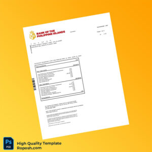 Philippines Bank Of The Philippine Islands Bank Statement Template in Word and PDF formats 4 page