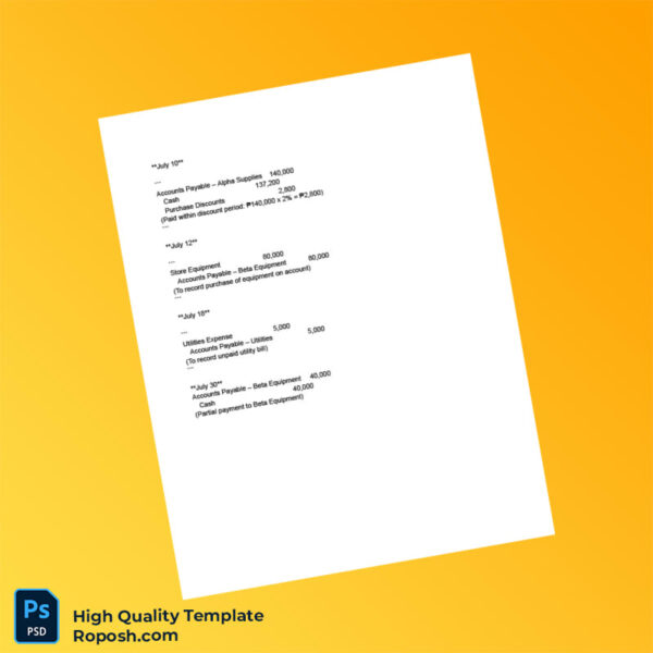 Philippines Editable Accounts Payable Template in Word and PDF formats 2 page