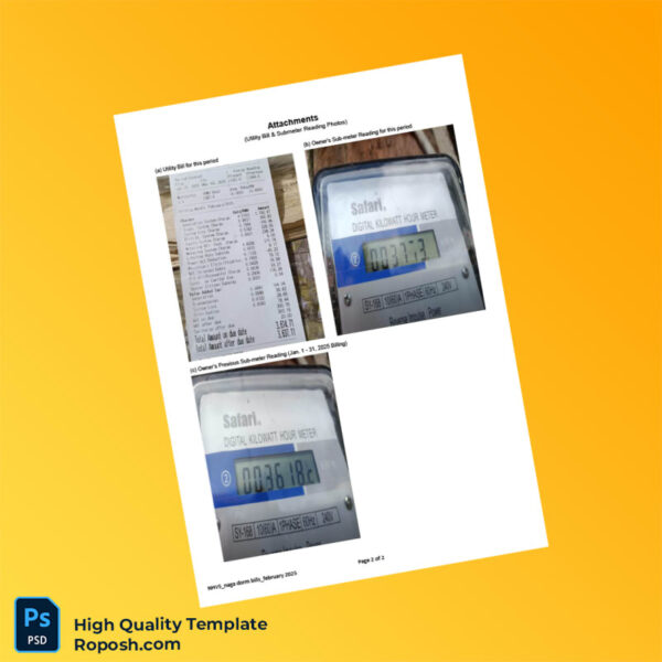 Philippines Editable Utility Bill Template in Word and PDF formats 2 page