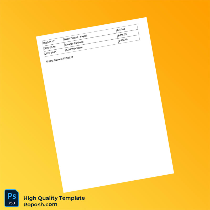 Philippines First Metro Bank Bank Statement Template in Word and PDF formats 2 page Philippines First Metro Bank Bank Statement Template in Word and PDF formats 2 page