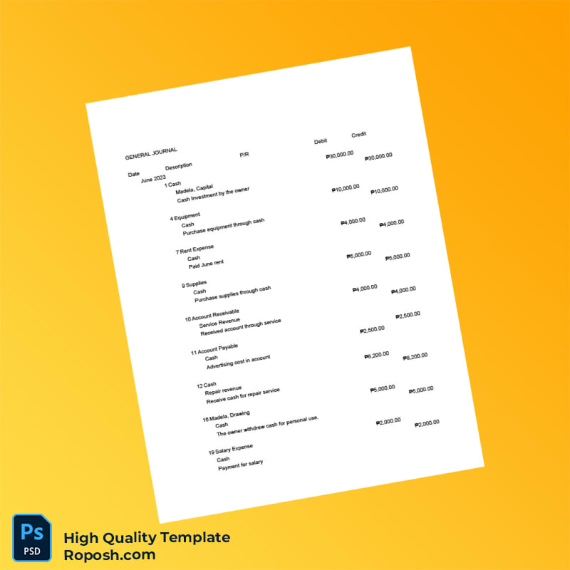Philippines J Madela Repair Shop Editable General Journal Template in Word and PDF formats 3 page Philippines J Madela Repair Shop Editable General Journal Template in Word and PDF formats 3 page