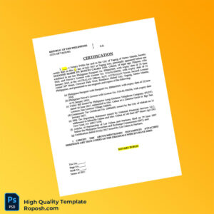 Philippines Notary Public Editable Certification Template in Word and PDF formats
