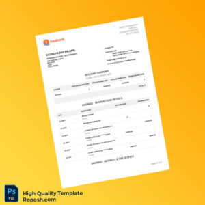 Philippines Seabank Statement Template in Word and PDF formats 2 page