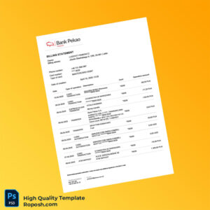 Poland Bank Pekao S A Bank Statement Template in Word and PDF formats 2 page