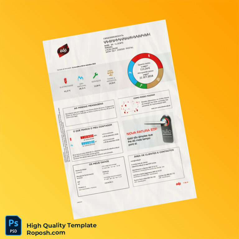 Portugal EDP Editable Utility Bill Template in Word and PDF formats ...