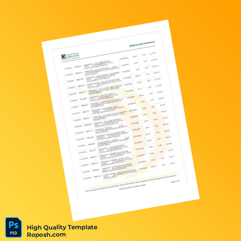 Qatar Bank Statement Template in Word and PDF formats 8 page Qatar Bank Statement Template in Word and PDF formats 8 page