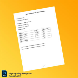 Qatar Qatar Electricity and Water Company Editable Utility Bill Template in Word and PDF formats Qatar Qatar Electricity and Water Company Editable Utility Bill Template in Word and PDF formats