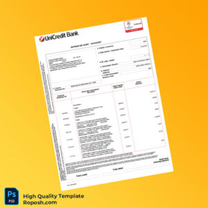 Romania UniCredit Bank Statement Template in Word and PDF formats 2 page