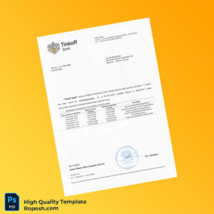 Russia Tinkoff Bank Statement Template in Word and PDF formats