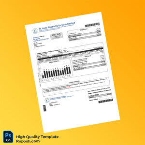 Saint Lucia St Lucia Electricity Services Limited Editable Tax Invoice Template in Word and PDF formats