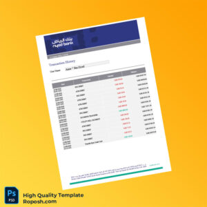 Saudi Arabia Editable Transaction History Template in Word and PDF formats 2 page