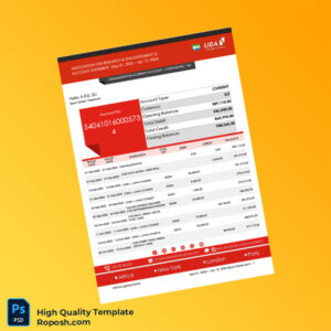 Sierra Leone UBA Bank Statement Template in Word and PDF formats 3 page