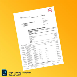 South Africa Absa Bank Cheque Account Statement Template in Word and PDF formats 2 page