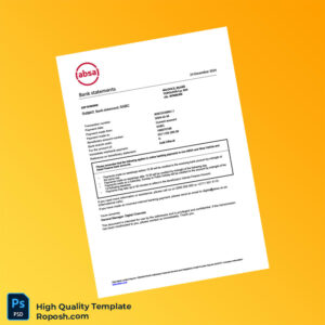 South Africa Absa Bank Statement Template in Word and PDF formats South Africa Absa Bank Statement Template in Word and PDF formats