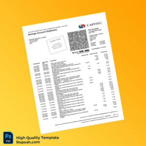 South Africa Capitec Bank Savings Statement Template in Word and PDF formats 8 page