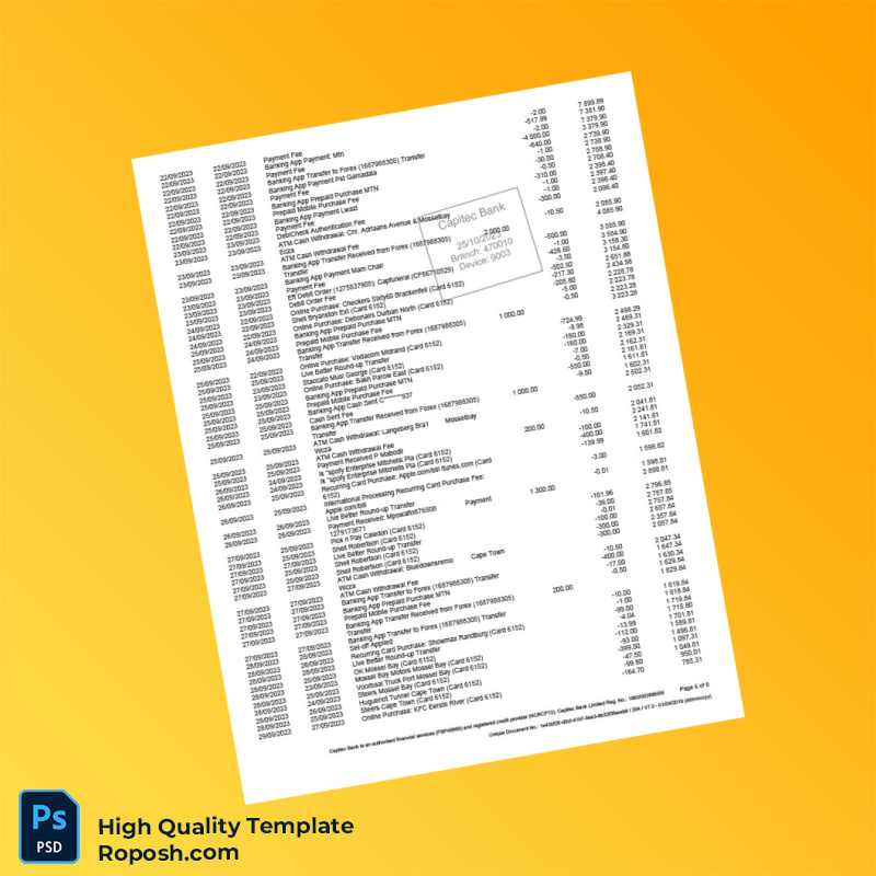 South Africa Capitec Bank Savings Statement Template in Word and PDF formats 8 page South Africa Capitec Bank Savings Statement Template in Word and PDF formats 8 page