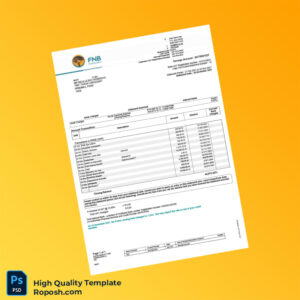South Africa First National Bank Bank Statement Template in Word and PDF formats