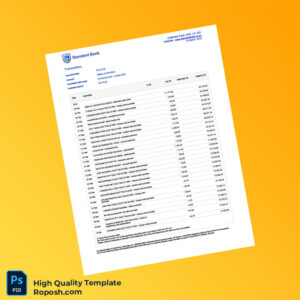 South Africa Standard Bank Bank Statement Template in Word and PDF formats