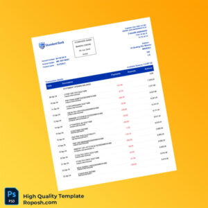 South Africa Standard Bank Statement Template in Word and PDF formats 4 page