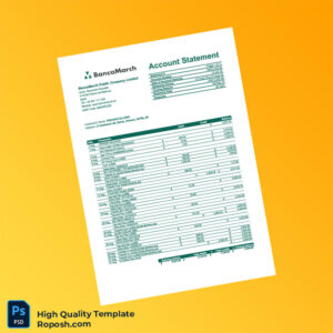 Spain BancaMarch Bank Statement Template in Word and PDF formats