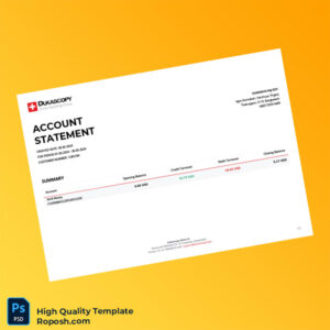 Switzerland Dukascopy Bank Statement Template in Word and PDF formats 2 page