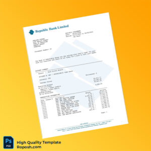 Trinidad and Tobago Republic Bank Bank Statement Template in Word and PDF formats 3 page