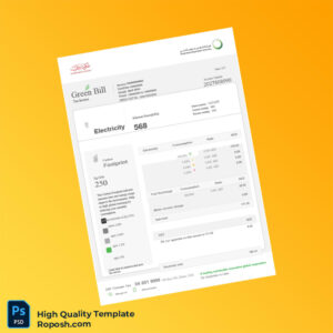 UAE DEWA Editable Electricity Bill Template in Word and PDF formats