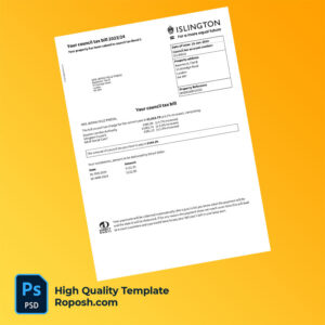 UK England Islington Council Editable Council Tax Bill Template in Word and PDF formats