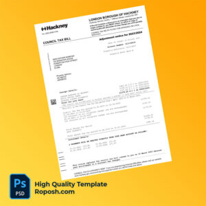 UK Hackney Council Editable Council Tax Bill Template in Word and PDF formats