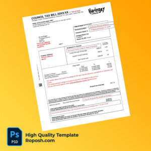 UK Haringey Editable Council Tax Bill Template in Word and PDF formats